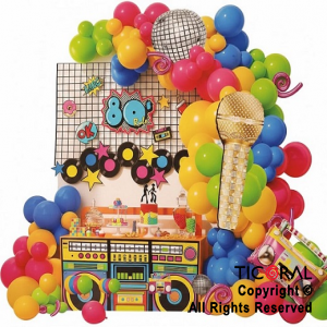 SET DE GLOBOS ARCO XL RETRO DISCO 100 UNIDADES